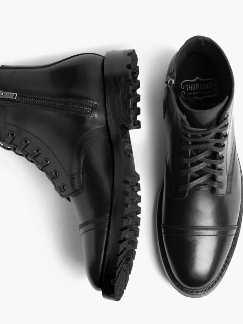 Like New! Thursday Boot Company Black Leather Lace-Up Cap-Toe Boots Size 10